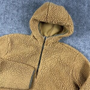 Backcountry Hoodie‎ Mens Medium Brown Sherpa Fleece 1/2 Zip Kangaroo Pocket Warm